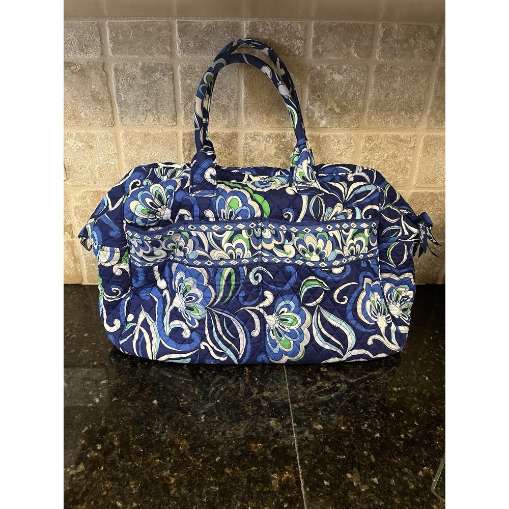 Vera Bradley Weekender Duffel Tote Bag Mediterranean Blue EUC
